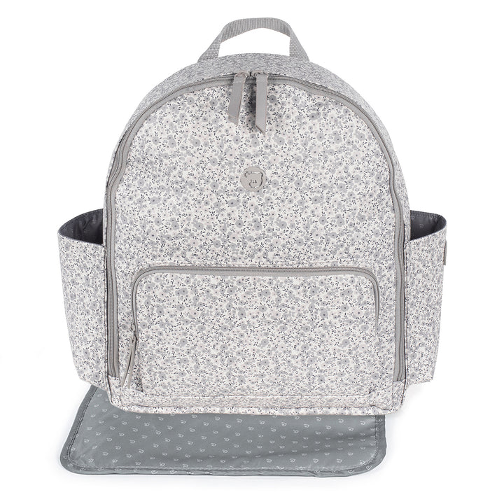 Flower Mellow Grey Backpack Diaper Changing Bag