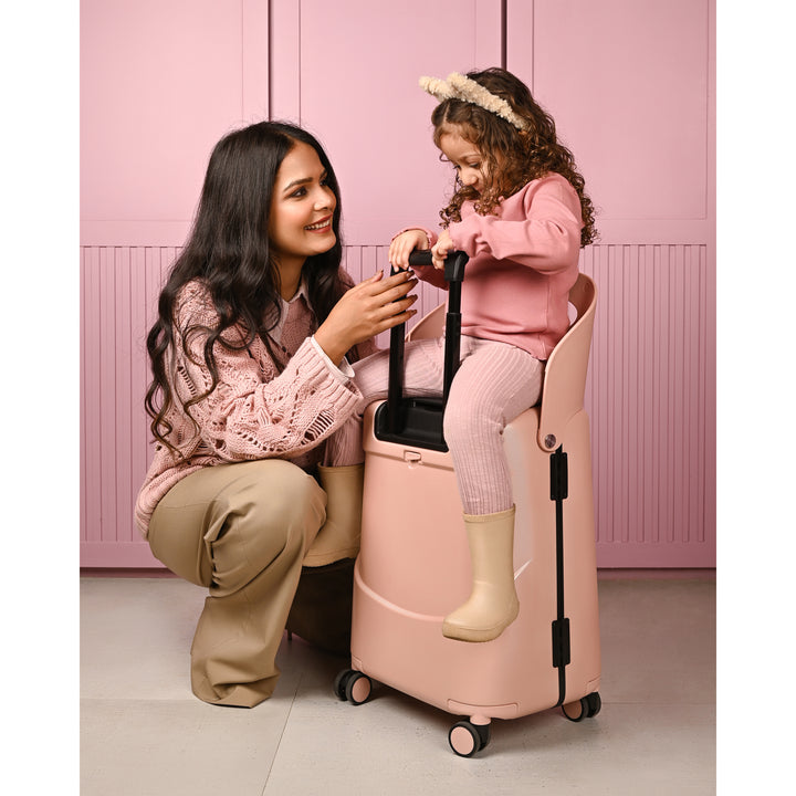 Miamily Dusty Pink Ride-On Trolley Carry-On Luggage 18 inches