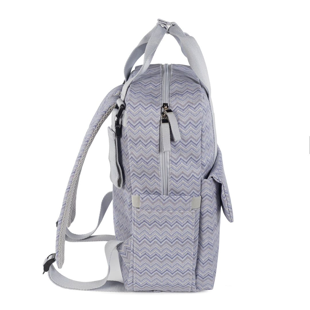 Zigzag Grey Backpack Diaper Changing Bag